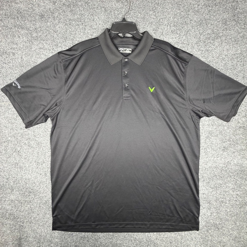 Callaway Mens Golf Polo Shirt Black Short Sleeve Performance Size 4XL 30 Graphic